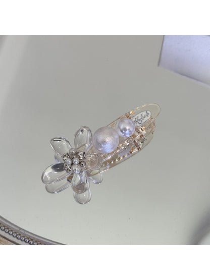 Beau - Floral Heart Accent Acrylic Alloy Hair Clip