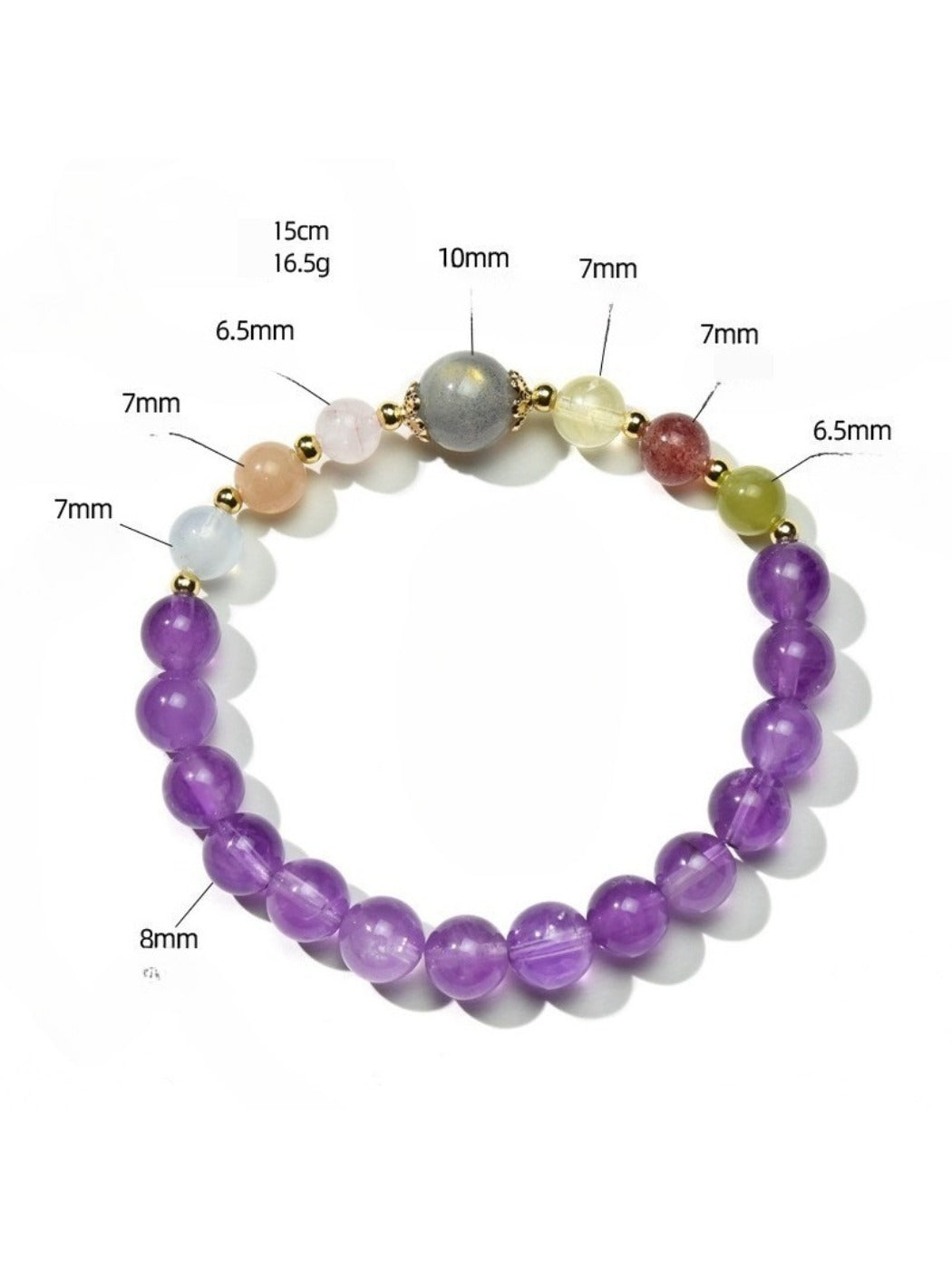 Lovra bracelet arranged in a circle highlighting the alternating crystal beads