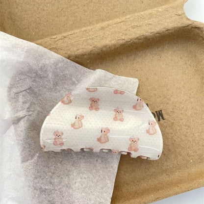 Beau - Polka Dot Bear Pattern Claw Hair Clip