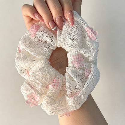 Gifty - Polyester Floral Lace Trim Scrunchie