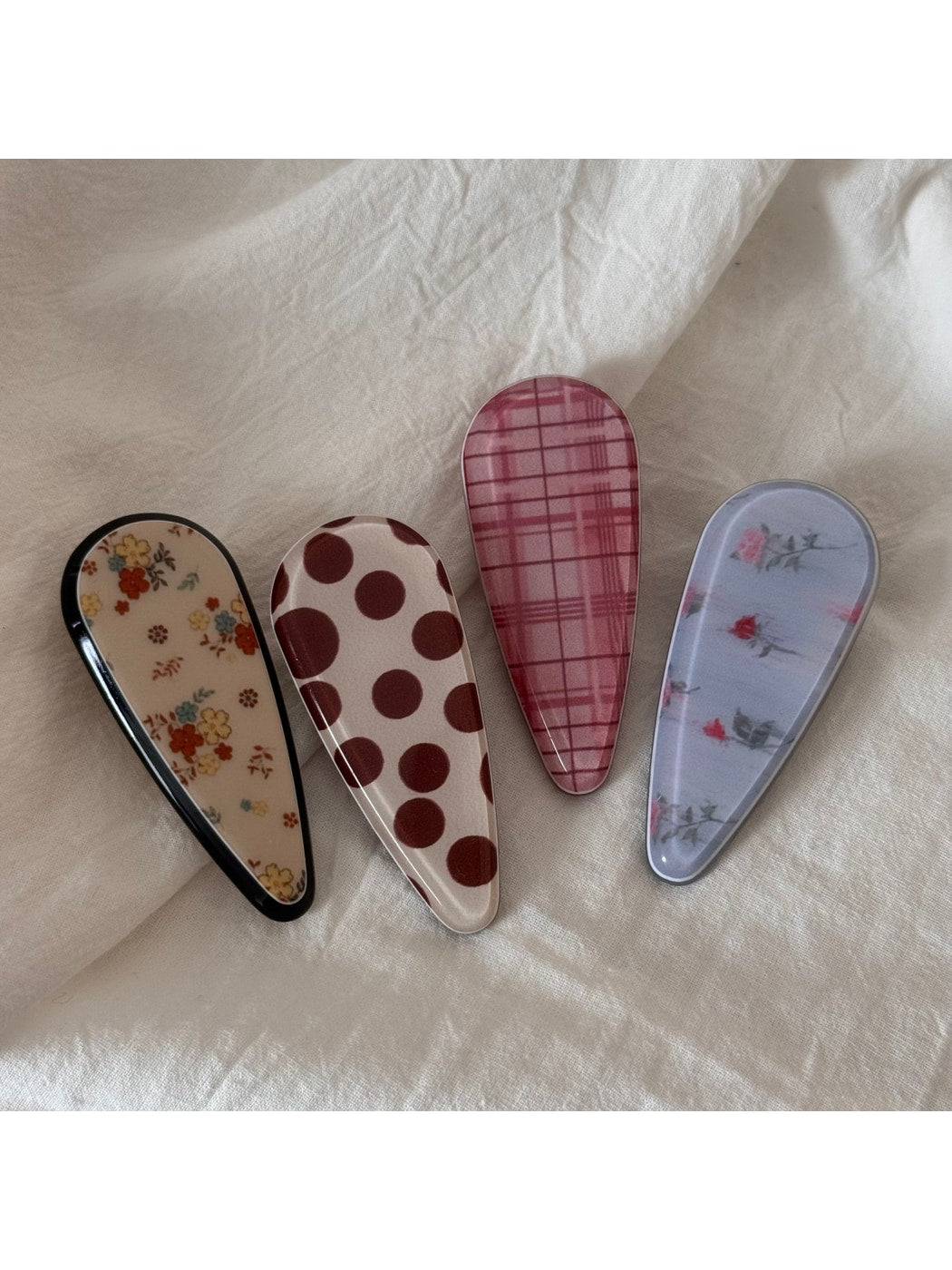Beau - Printed Teardrop Duckbill Acrylic Hair Clip