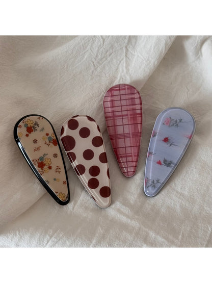 Beau - Printed Teardrop Duckbill Acrylic Hair Clip
