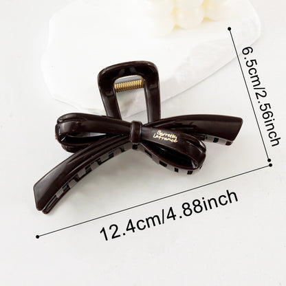 Beau - Glossy Solid Bow Ribbon Claw Clip