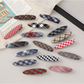 Beau - Plaid Fabric Oval Side Bangs Hair Clip
