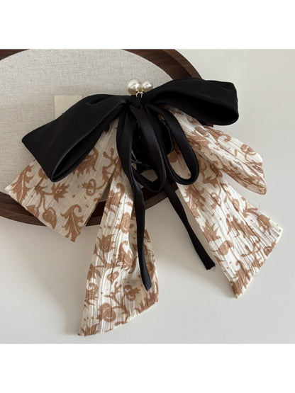 Back view of Beau Ink Wash Bow Ribbon Claw Clip showing clasp mechanism