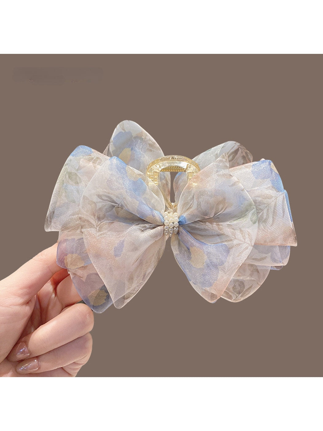Beau - Soft Sheer Bow Patterned Claw Clip