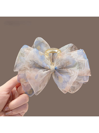 Beau - Soft Sheer Bow Patterned Claw Clip