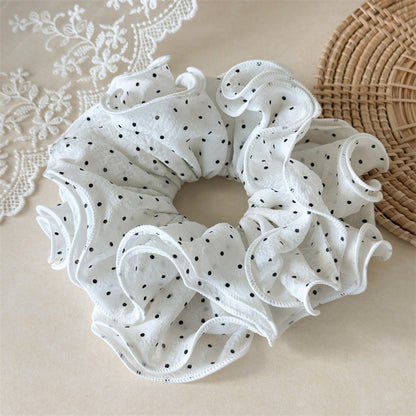 Gifty - Ruffled Polka Dot Polyester Scrunchie
