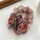 Gifty-Floral Hair Tie Elegant Bow Scrunchie Summer Mesh