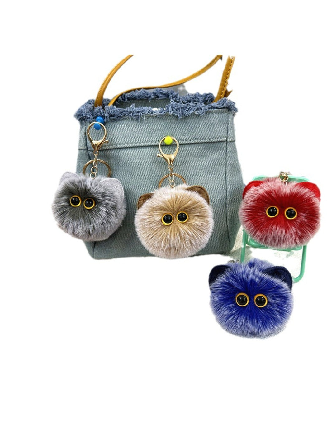 Keypus - Cat Pompom Bag Charm Keychain