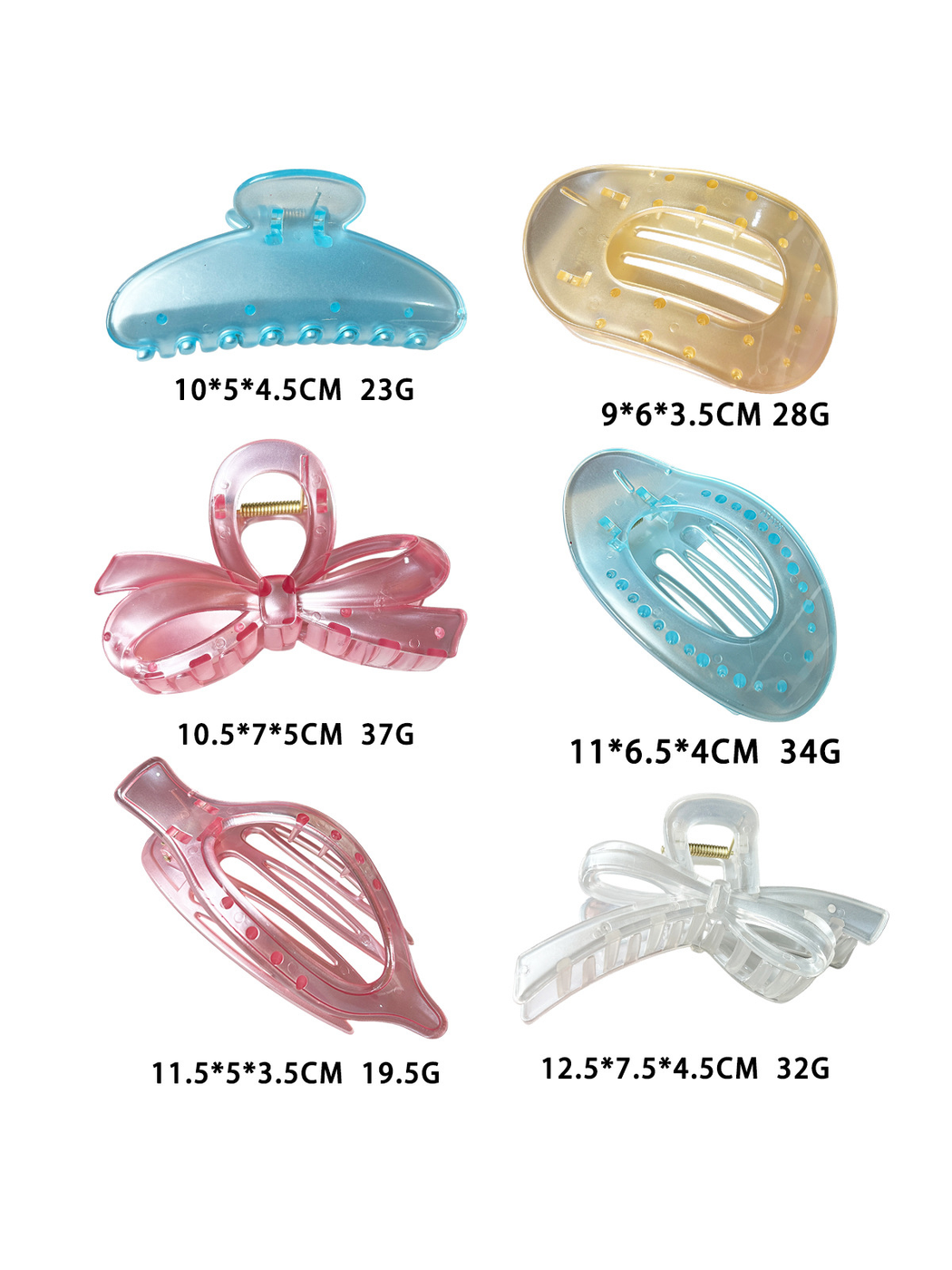 Beau - Large Bow Ring Detail Geometric PC Claw Clip