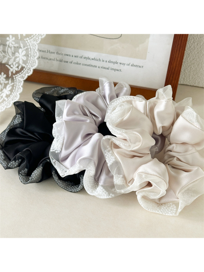 Gifty - Oversized Satin Mesh Edge Hair Scrunchie