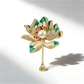 Brovia - Vintage Lotus Flower Leaf Brooch Pin