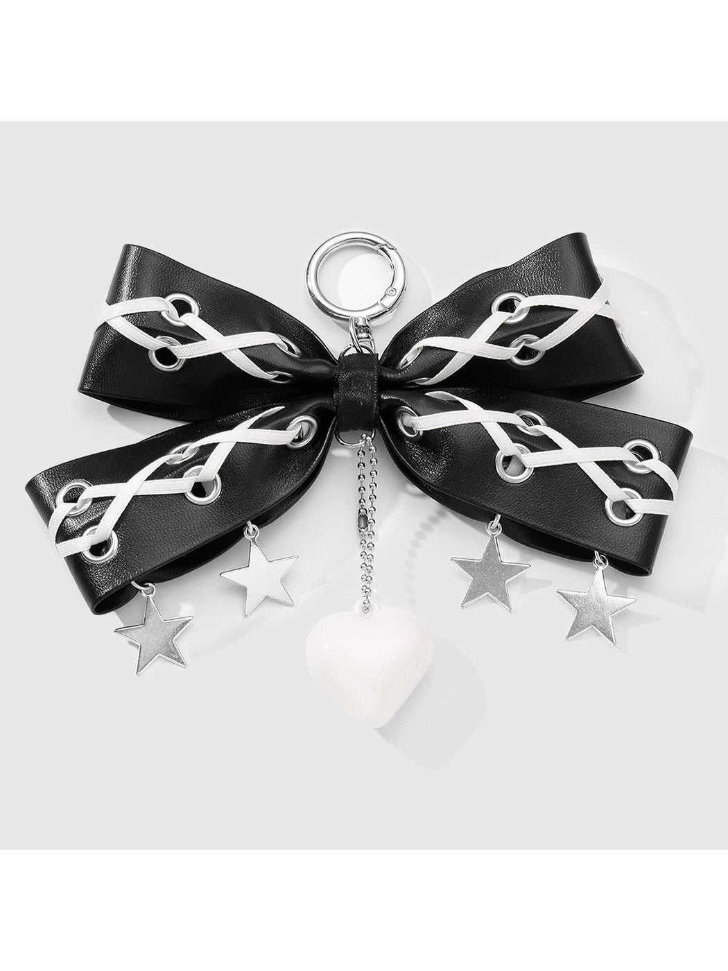 Keypus - Grommet Bow Faux Leather Bag Charm Keychain