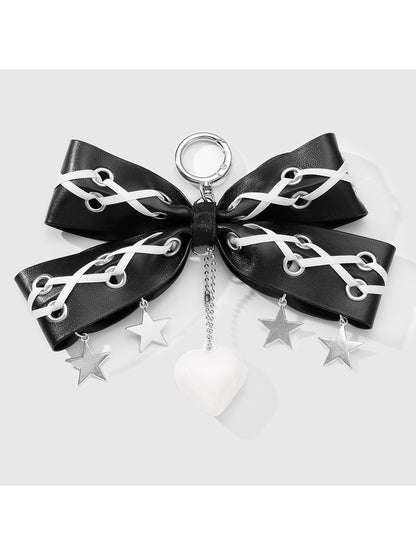 Keypus - Grommet Bow Faux Leather Bag Charm Keychain