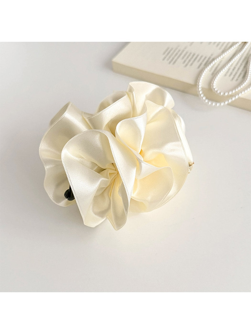 Beau - Pleated Satin Finish Flower Bud Banana Clip