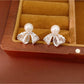 Earedge - Bow Stud Earrings with Round Accent Earrings