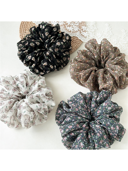 Gifty - High Elastic Floral Gathered Hair Scrunchie