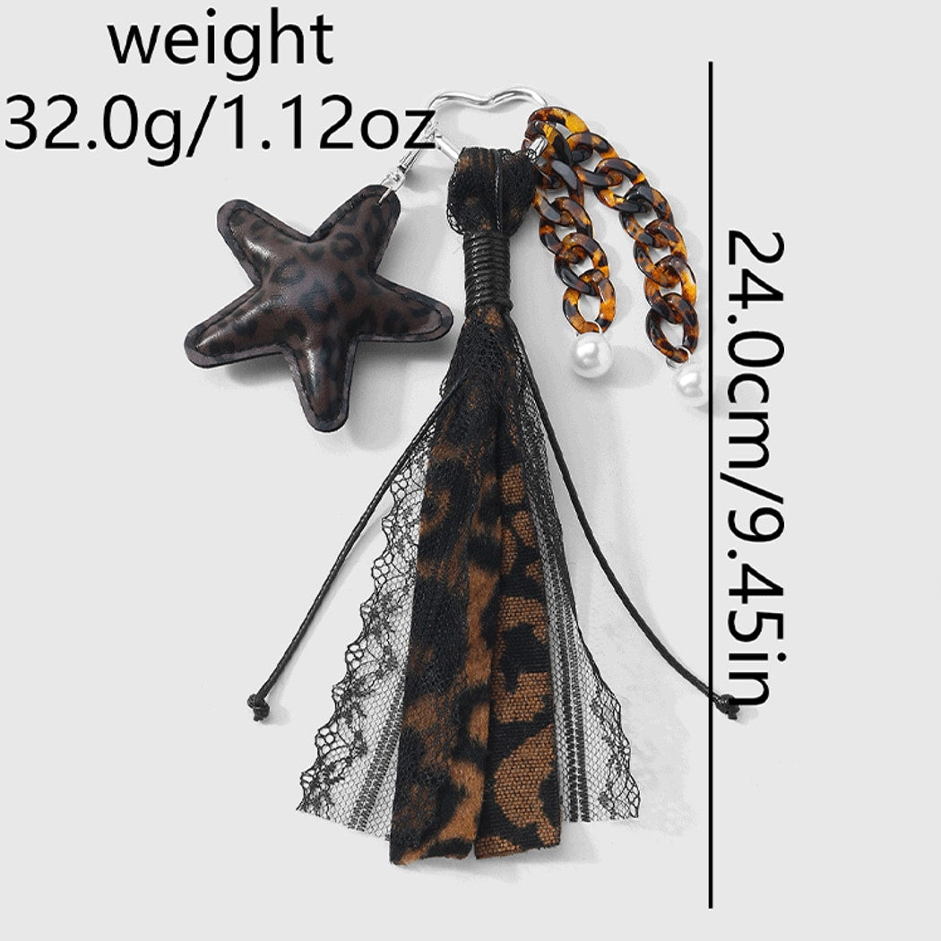 Keypus - Leopard Print Lace Star Pouch Keychain