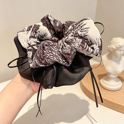 Gifty - Printed Ribbon Detail Polyester Scrunchie