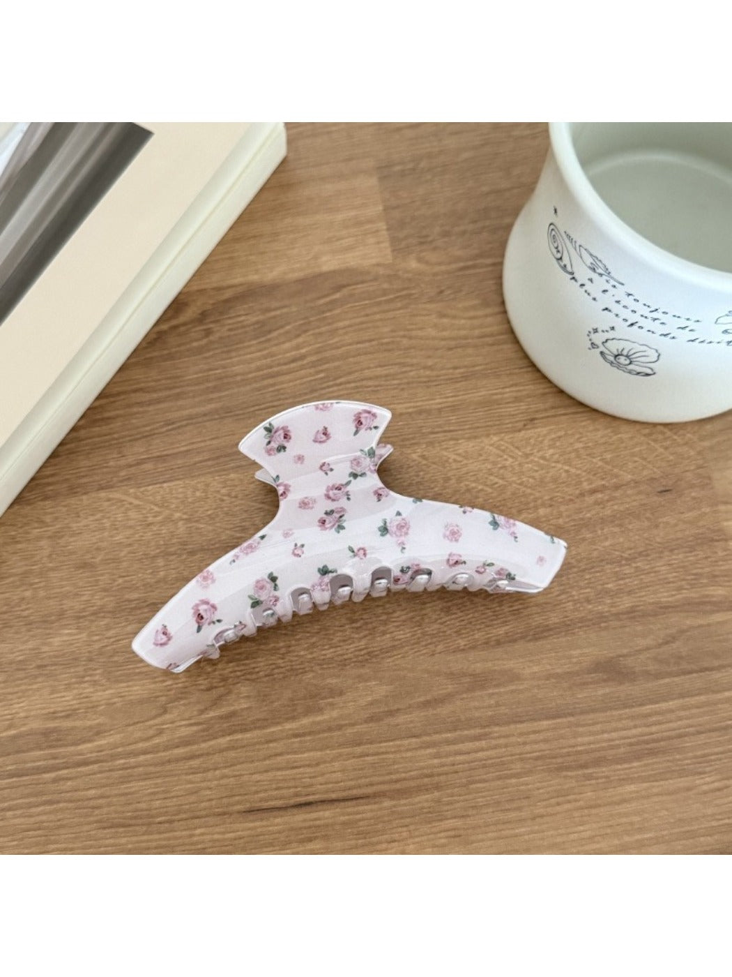 Beau - Pink Floral Print Hair Claw Clip