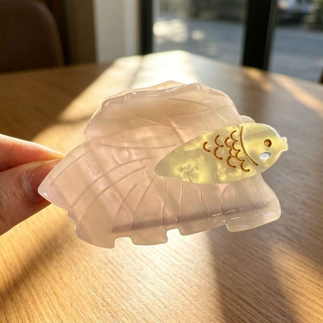 Beau - Playful Fish Motif Acetate Claw Clip
