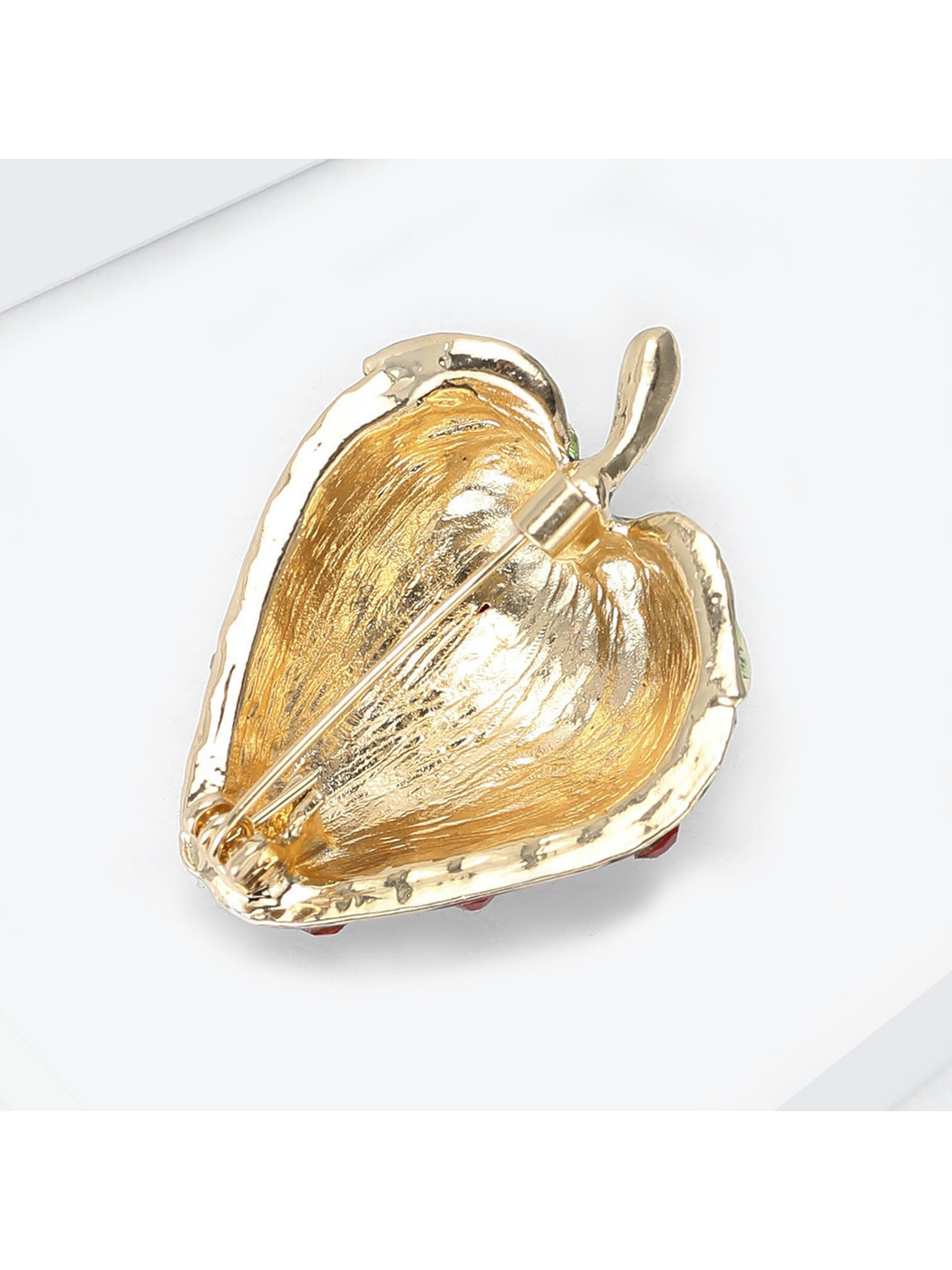 Brovia - Strawberry Rhinestone Accent Alloy Brooch