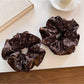 Gifty - Brown Floral Satin Scrunchie