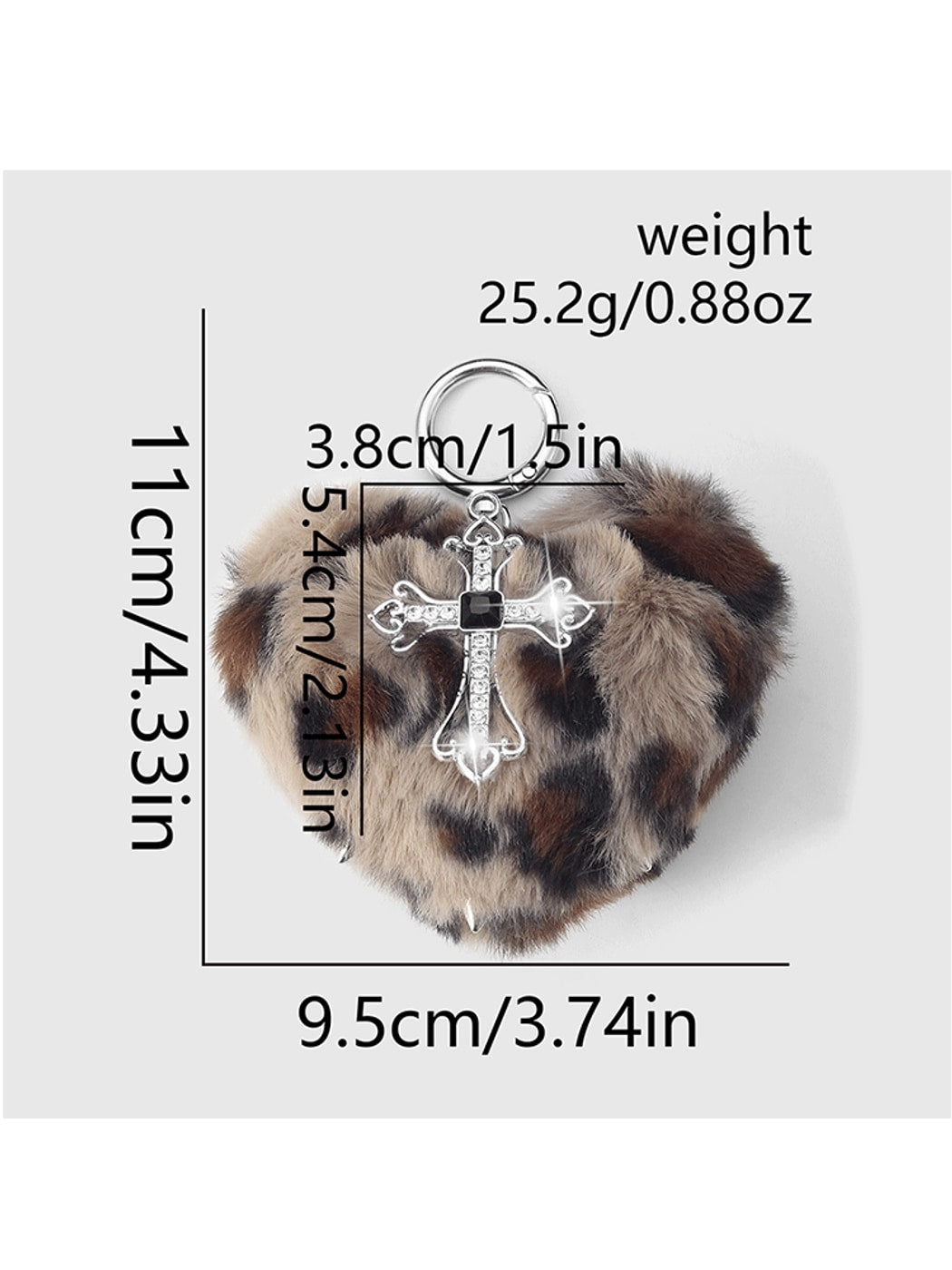 Keypus - Y2K Leopard Heart Cross Bag Charm Keychain