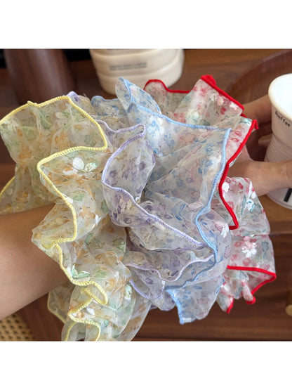 Gifty - Lace Mesh Scrunchie Oversized Floral Hair Tie