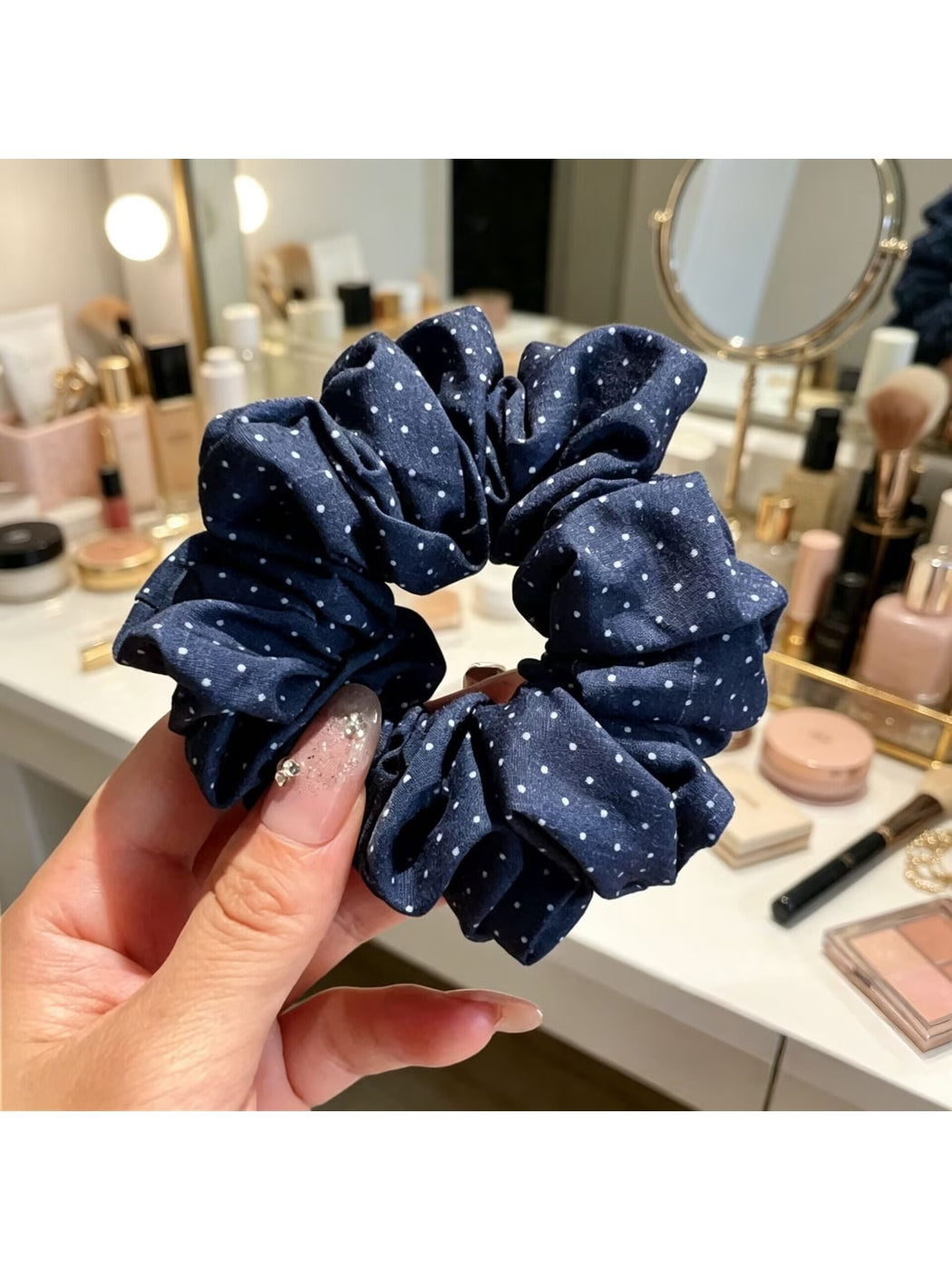 Gifty - Polka Dot Printed Ponytail Scrunchie