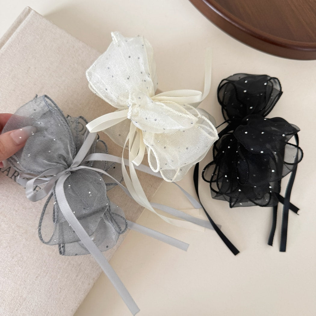 Beau - Sparkle Tulle Ribbon Bow Banana Clip