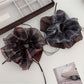 Gifty vintage plaid tulle scrunchie with soft layered fabric in muted tones