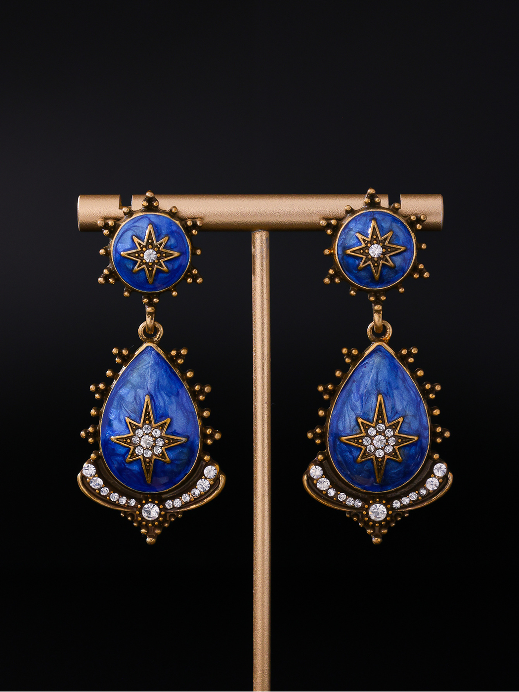 Earedge - Alloy Geometric Star Dangle Stud Earrings