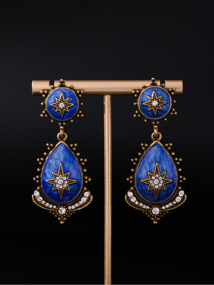 Earedge - Alloy Geometric Star Dangle Stud Earrings