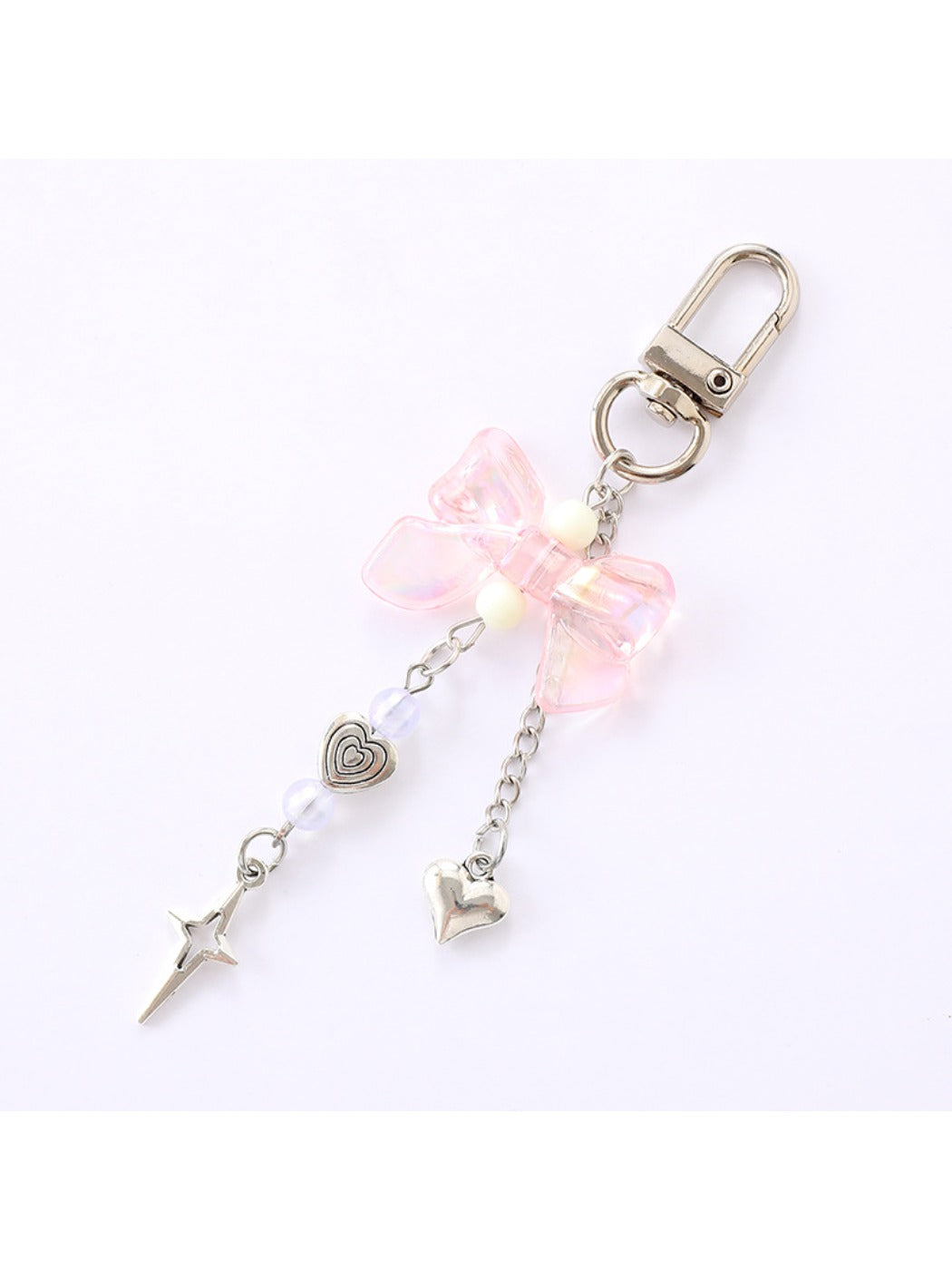 Keypus - Heart Shaped Star Pendant Bow Keychain