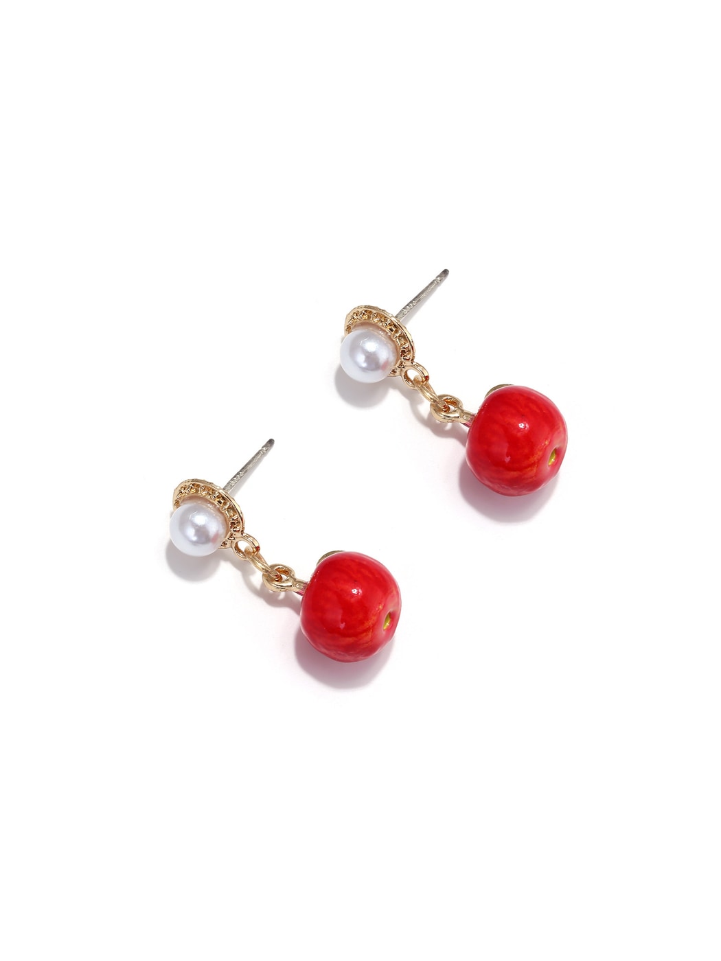 Earedge - Enamel Apple Alloy Drop Dangle Earrings