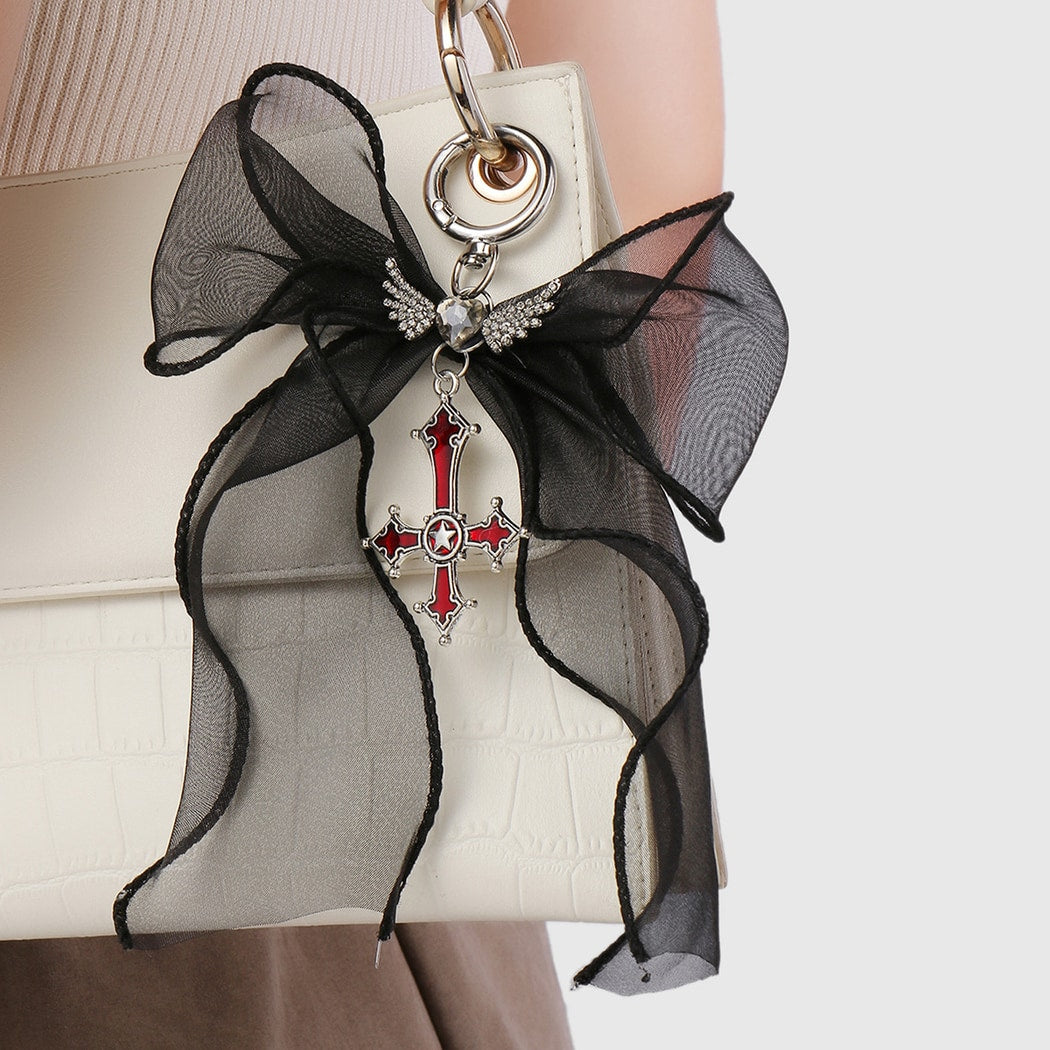 Keypus - Halloween Sheer Bow Cross Keychain