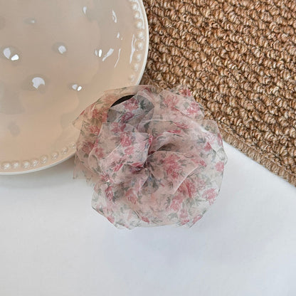 Beau - Sweet Floral Print Ruffle Edge Claw Clip