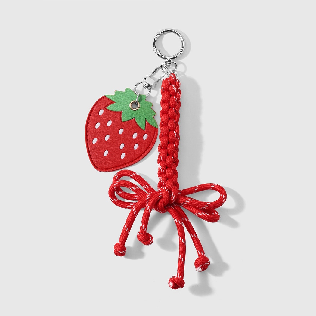 Keypus - Red Strawberry and Apple Charm Keychain
