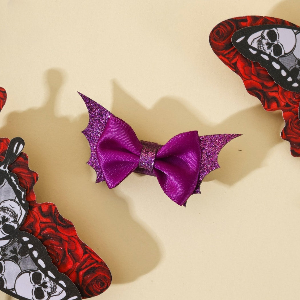 Beau - Halloween Sequin Batwing Bow Hair Clip