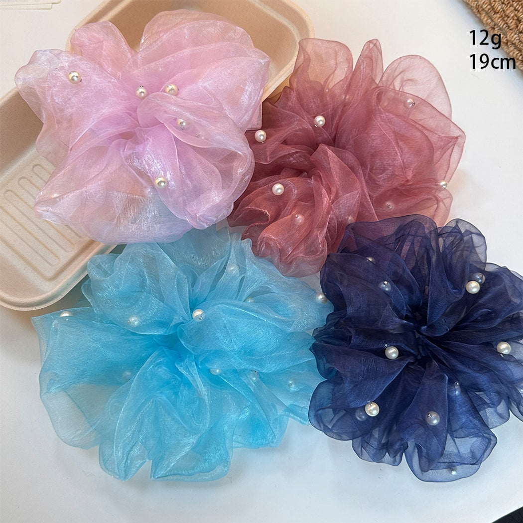 Gifty - Sweet Sheer Beaded Ruffle Scrunchie