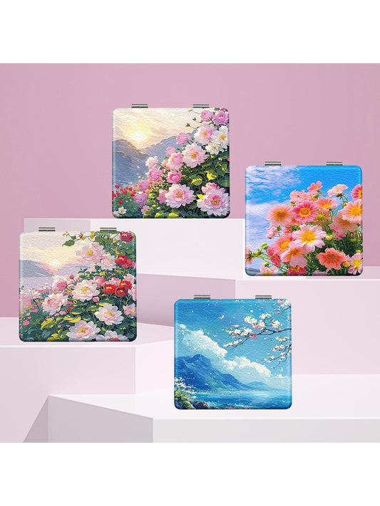 Mirroray - Scenic Floral Compact PU Glass Mirror
