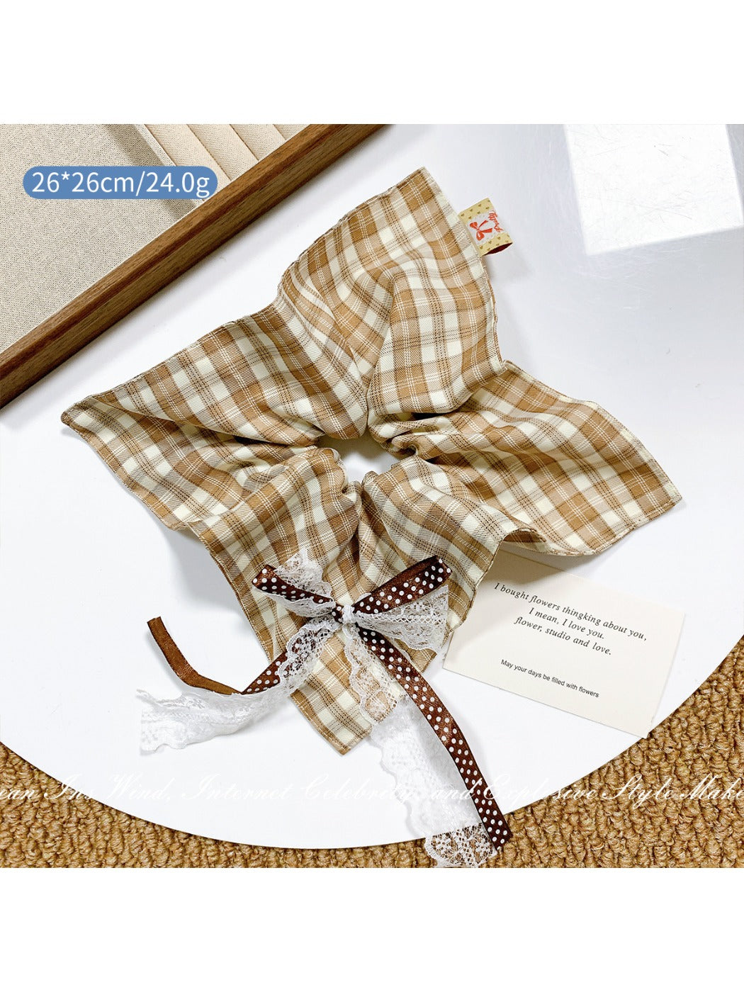 Gifty - Khaki Plaid Hair Ring