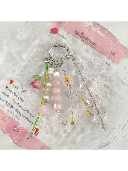 Keypus - Lily of the Valley Beaded Tassel Bag Charm Keychain