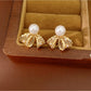 Earedge - Bow Stud Earrings with Round Accent Earrings