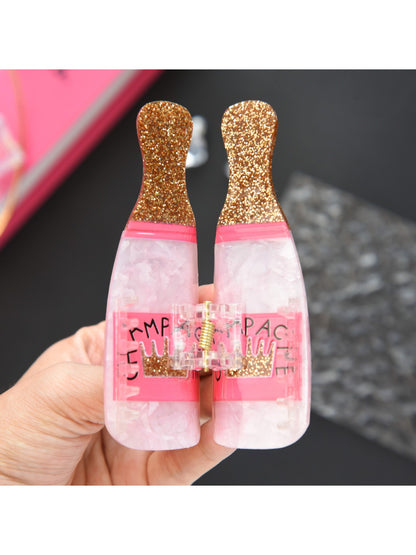 Beau - Pink Wine Bottle Hair Claw Clip