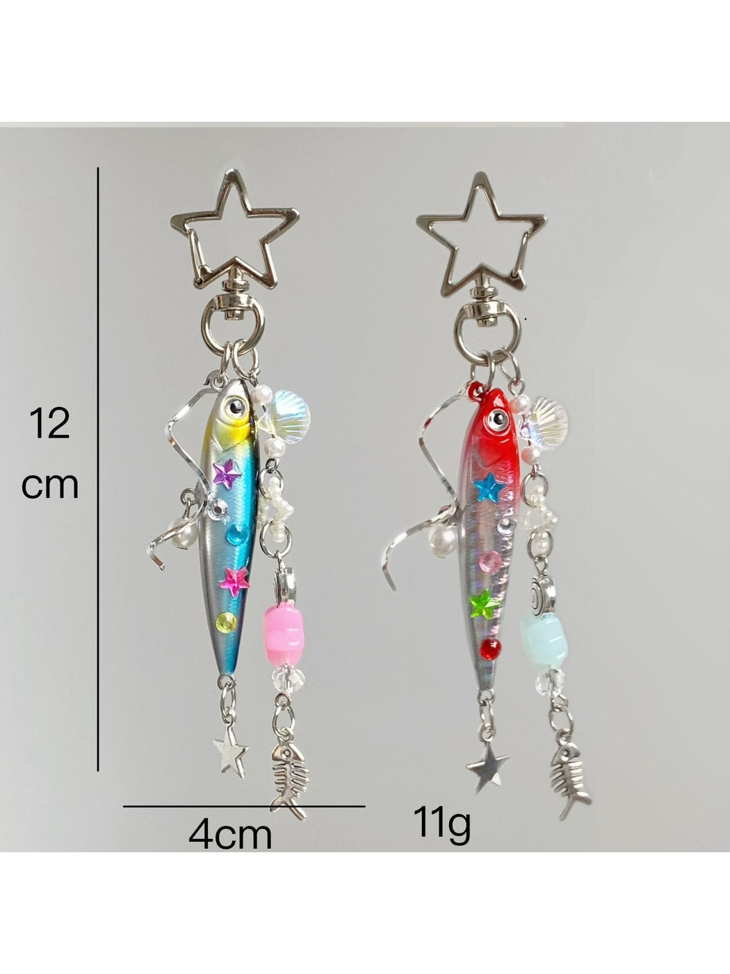Keypus - Segmented Beaded Look Fish Bag Charm Keychain