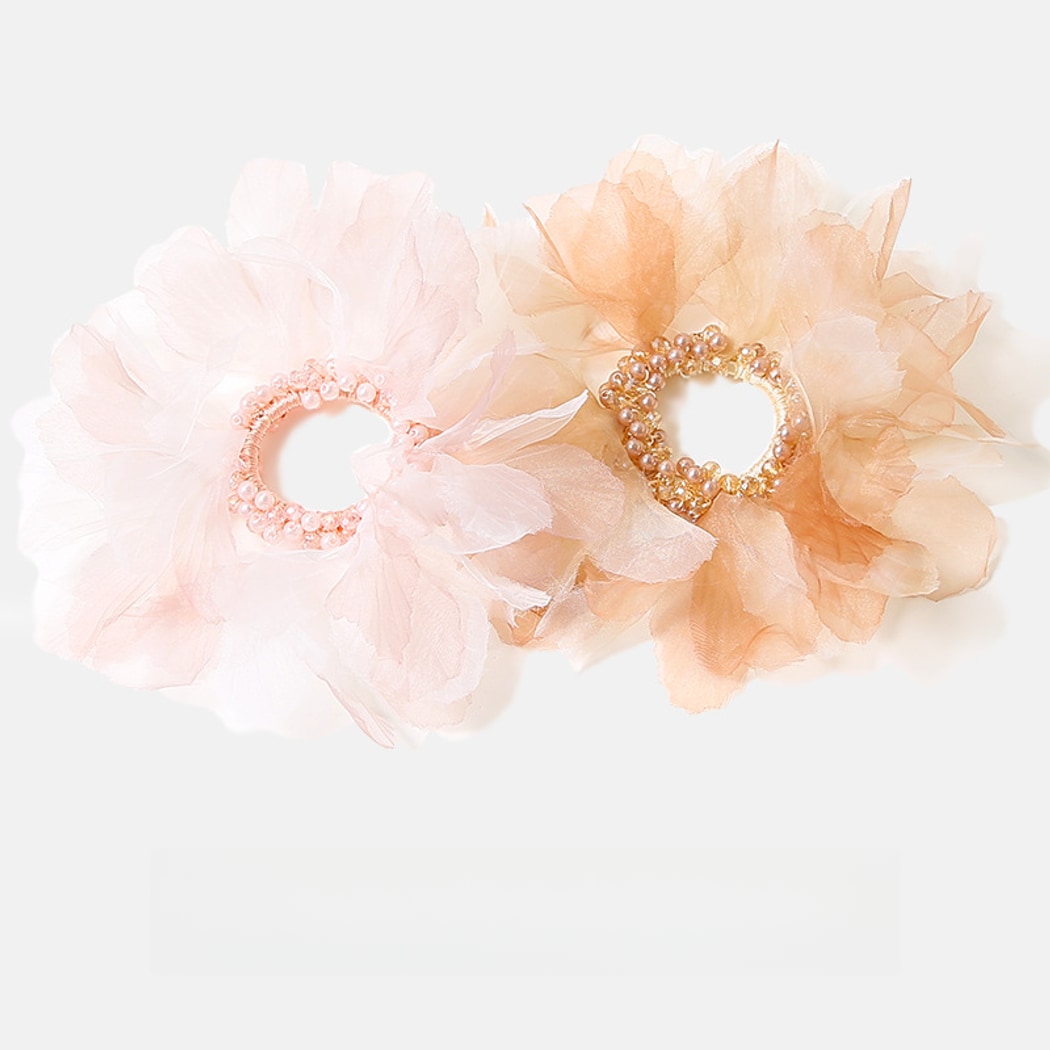 Gifty - Sheer Tulle Beaded Ring Ponytail Hair Tie