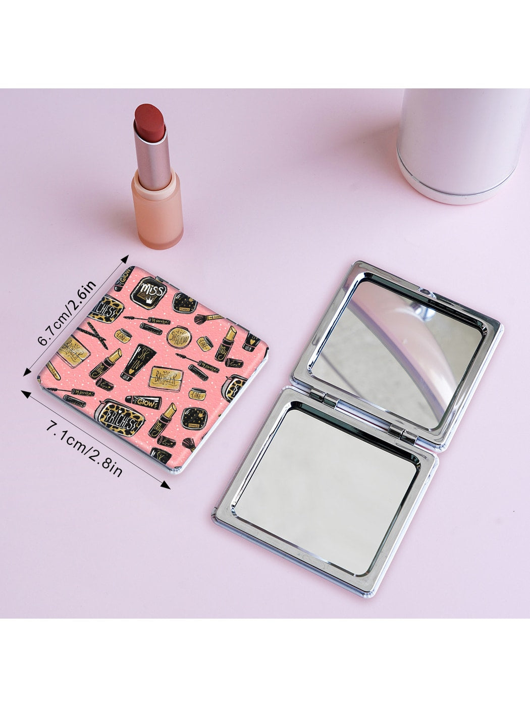 Mirroray - Cosmetics Theme Cartoon Print Compact Mirror